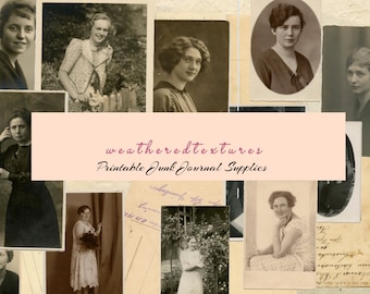 Junk Journaling Ephemera, Retratos antiguos digitales, Junk Journal Vintage Women, Vintage Photos Digital, Retratos antiguos imprimibles, Sepia