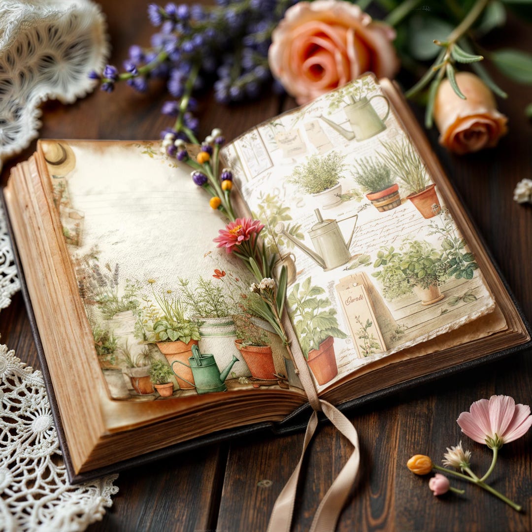 Garden Junk Journal Kit: Cottagecore Ephemera (digital Download) - Etsy