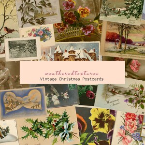 Weihnachten Digitale Vintage Postkarten, Französische Vintage Postkarten Printable, Kit 19