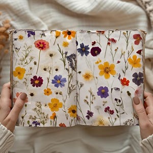 Papiers floraux, 18 papiers imprimables numériques, papiers fleurs pressées à téléchargement immédiat