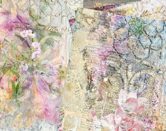 Printable junk journal kit, Digital download, 12 sheets paper pack -  Kit 46