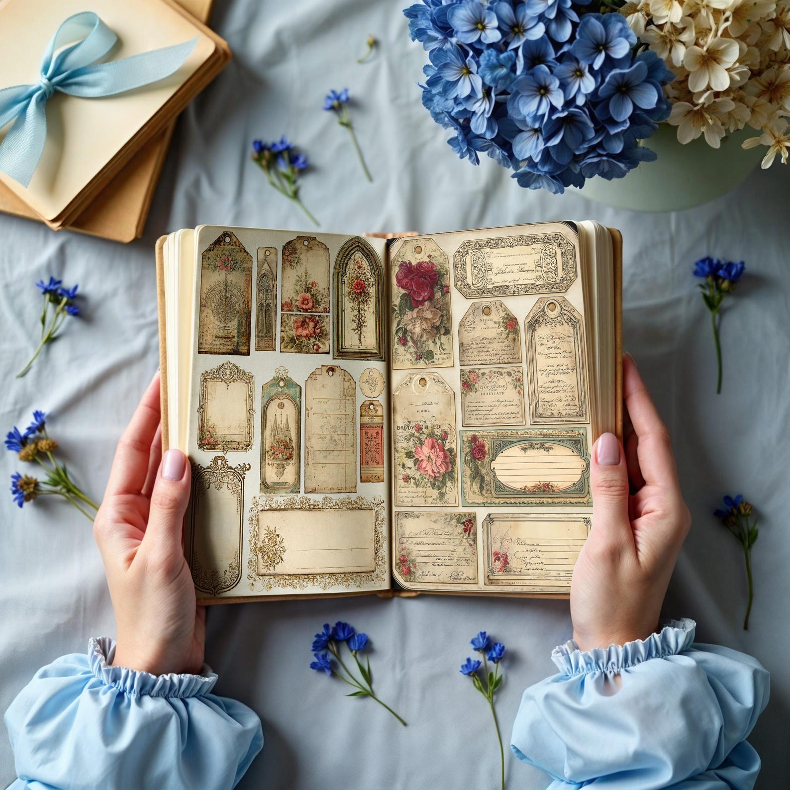 Vintage Junk Journal Tags Ephemera Kit, Shabby Chic Scrapbook Elements ...