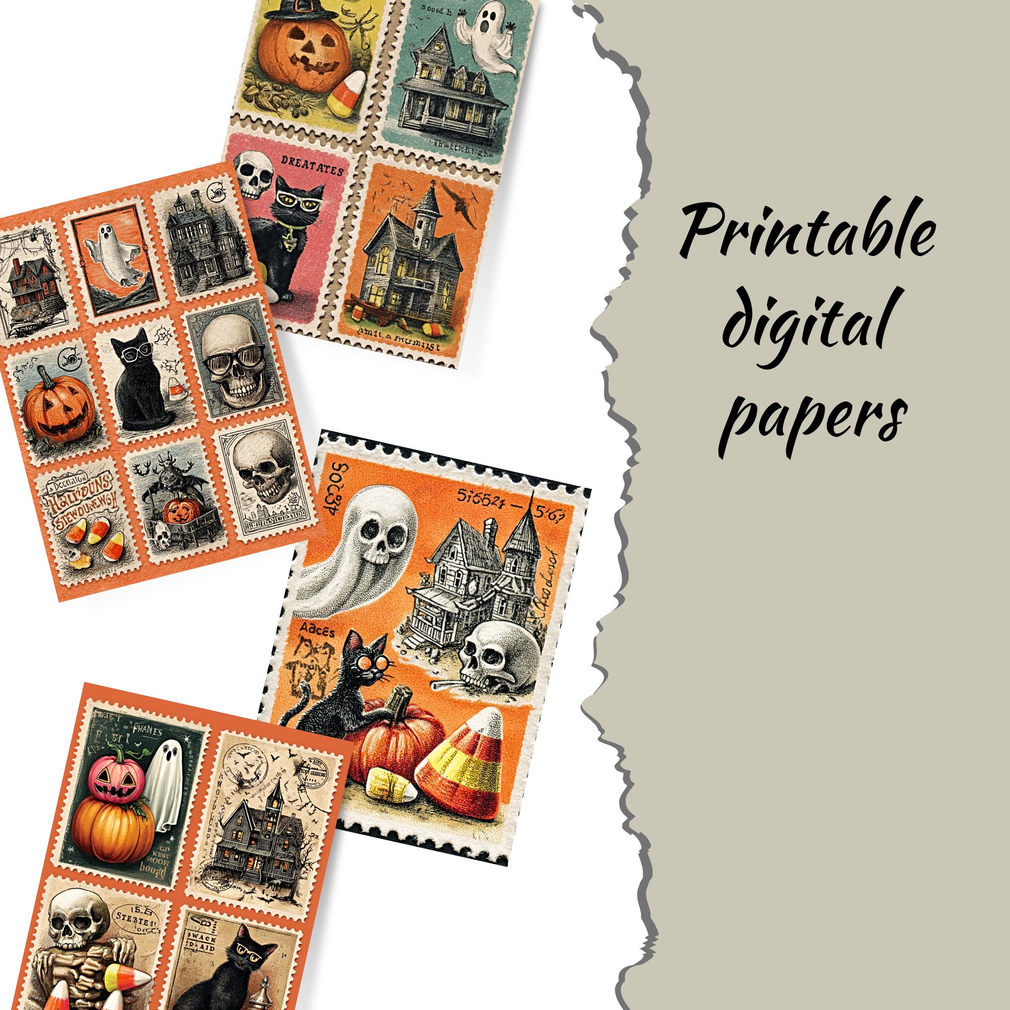 Halloween Digital Scrapbook Kit: Spooky Stamps, Ephemera (PDF) - Etsy