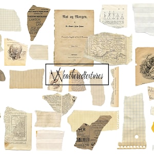 Carta strappata, 30 file PNG trasparenti, scrapbooking, clipart di carta strappata, download digitale per diari spazzatura, uso commerciale, kit 2