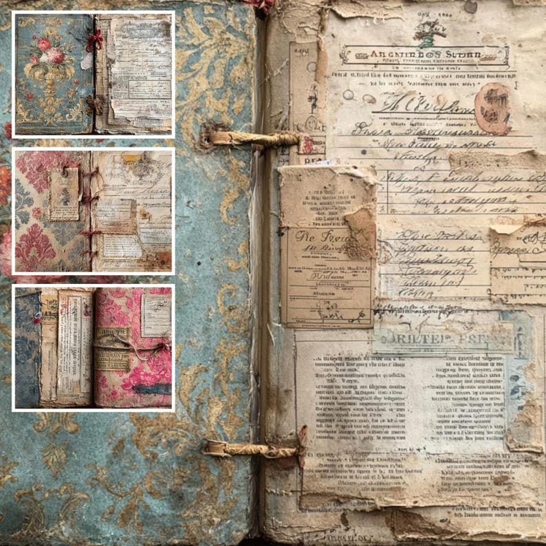 Vintage Junk Journal Kit, 61 Double Pages, Shabby Chic Ephemera ...
