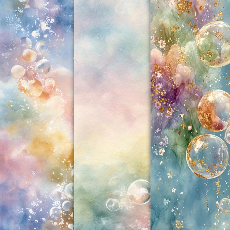 Watercolor Bubble Digital Paper: Scrapbook Backgrounds (digital ...