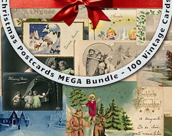 100 postales navideñas vintage – Paquete de recuerdos navideños (imprimibles)