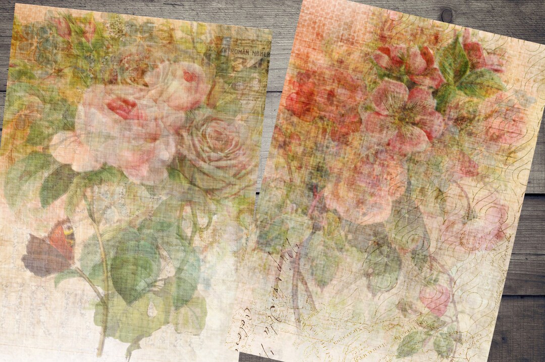Vintage Floral Junk Journal Kit: Printable Ephemera, Scrapbook Pages ...