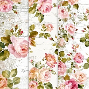 Lot de 19 feuilles de scrapbooking floral, fournitures d'artisanat décoratives à usage commercial pour la fabrication de cartes et les projets de bricolage