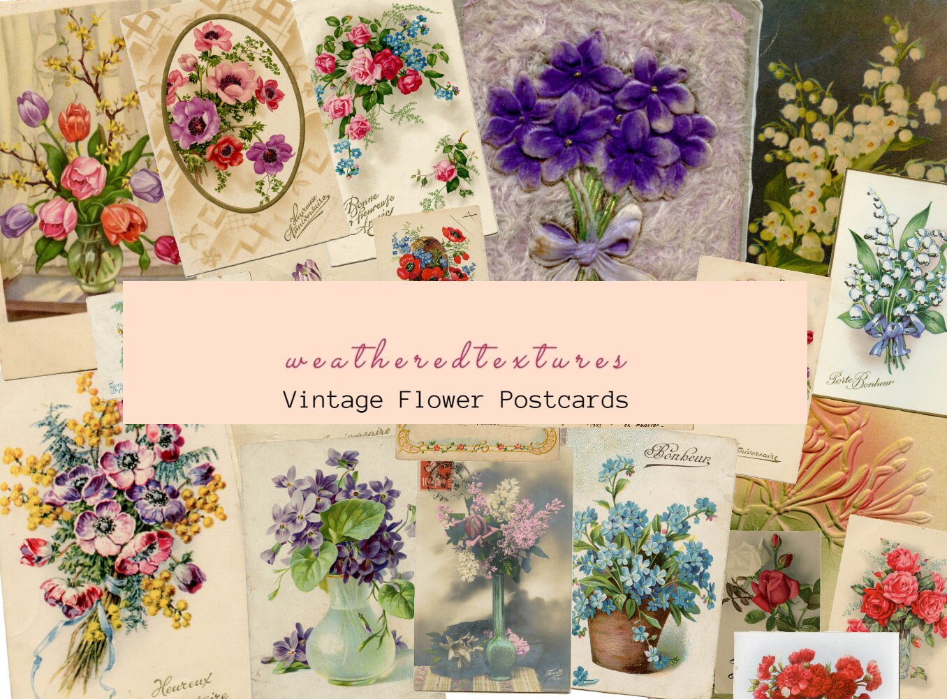 Vintage French Postcards Vintage Floral Postcards Flowers - Etsy