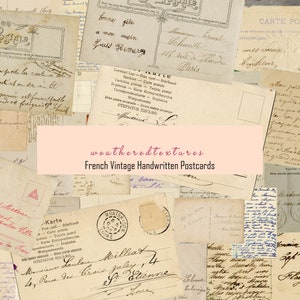 Vintage Franse handgeschreven ansichtkaarten afdrukbare bundel kortstondige ephemera – 40 vintage ansichtkaarten direct downloaden voor knutselen en decoreren