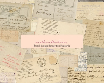 Postales francesas antiguas manuscritas: paquete de efímeras (descarga digital)