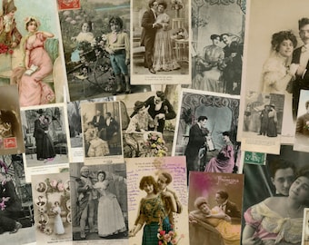 Vintage Romance Postcards: Lovers Ephemera Kit (Digital Download)