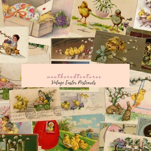 Ostern Postkarten Digital Collage Sheet - sofortiger Download Vintage Journaling Karten - Scrapbooking Ephemera Jpg File Kit 1