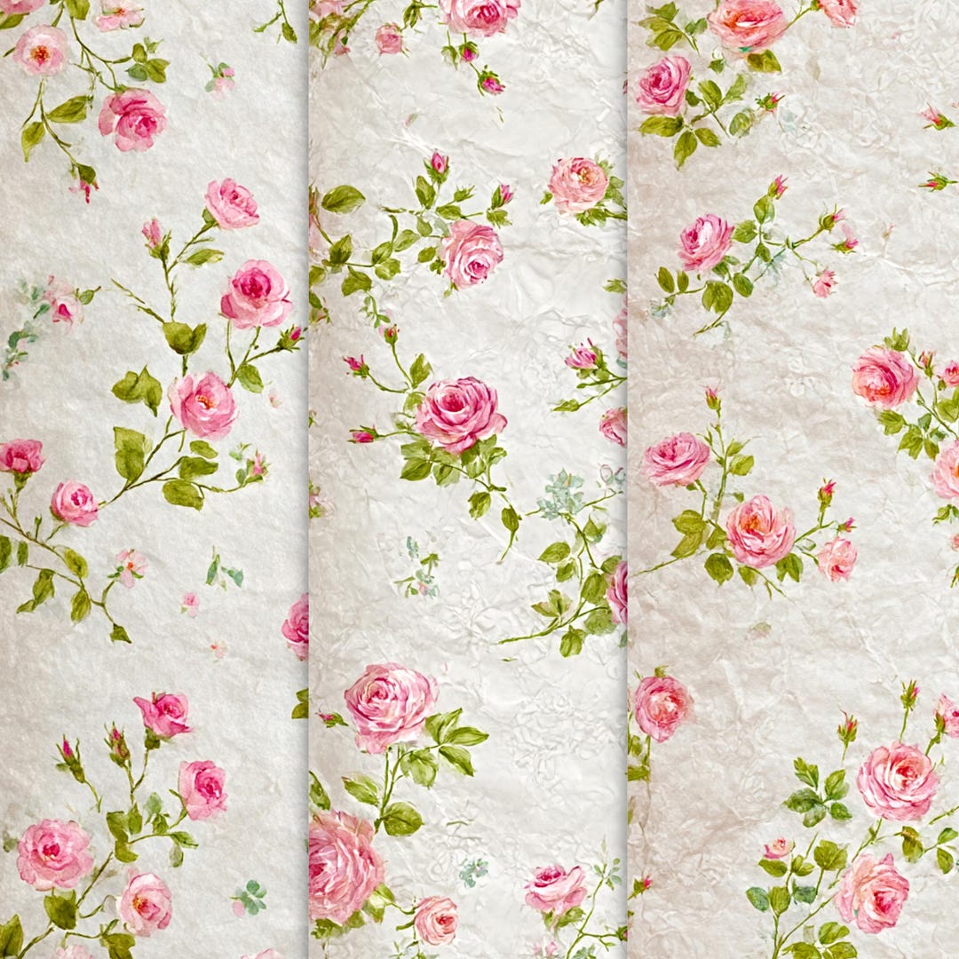 Vintage Roses Digital Paper Pack: 22 Floral Scrapbooking Backgrounds ...