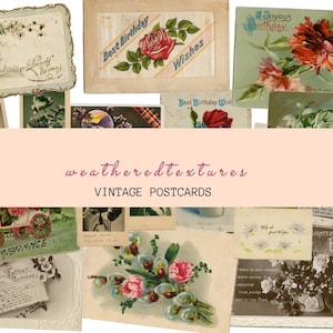 Ensemble de 16 cartes postales florales vintage en téléchargement numérique Cartes postales florales éphémères vintage en téléchargement numérique Cartes de journalisation florales éphémères