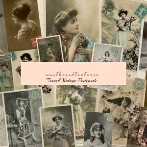 Antike französische Postkarten - Vintage Bilder - Junk Journal Zubehör - zum sofortigen Download
