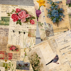 Kit de pages de journaux indésirables, paquet de papier numérique vintage, papier ancien, collage numérique, album, téléchargement, imprimable - Kit 84