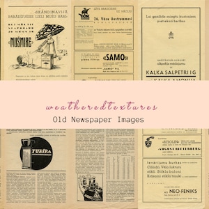 Hoja de collage digital de periódico desgastado vintage DIGITAL para descargar: papel digital: descarga instantánea de archivos imprimibles