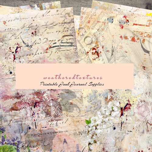 Printable Junk Journal Kit Digital Download 10 Sheets Paper Etsy