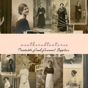 Digital druckbare Postkarten, Postkarten Frauen 1900 - 1920, Vintage Postkarten, Postkarten Set, Postkarten zum ausdrucken für Junk Journals