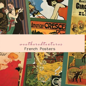 Druckbare Vintage Französische Poster Sofortiger digitaler Download, Scrapbook Verzierungen, Collage, Etiketten, Decoupage