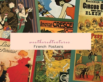 Printable Vintage French Posters Instant Digital Download, Scrapbook Embellishments, Collage, Labels, Decoupage