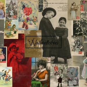 Kinder digitaler download, Vintage Postkarten, Ephemera für Junk Journal und Scrapbook