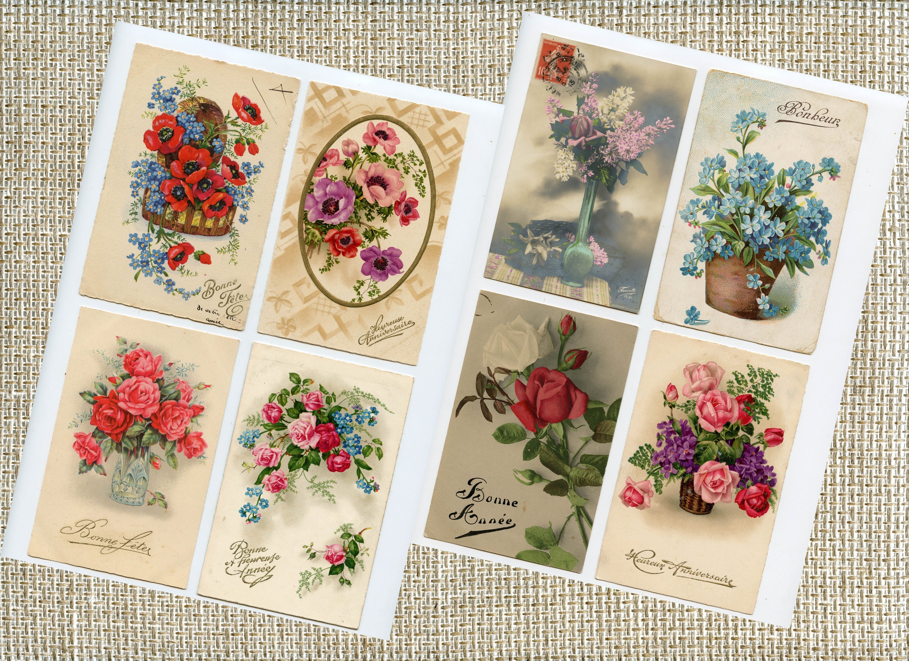 Vintage French Postcards Vintage Floral Postcards Flowers Etsy