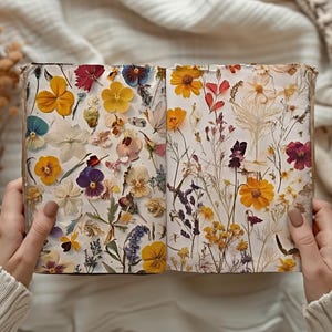 Papiers floraux, 20 papiers imprimables numériques, utilisation commerciale de papiers fleurs pressées à téléchargement immédiat