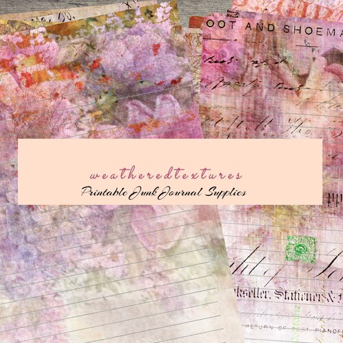 Printable Junk Journal Kit Digital Download 10 Sheets Paper Etsy