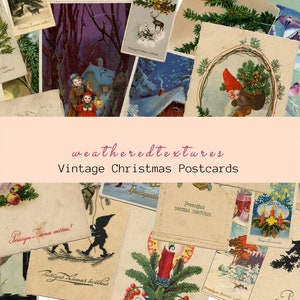 Feuille de collage numérique Noël cartes postales imprimables - téléchargement immédiat cartes de journalisation vintage - fichier Jpg éphémères de scrapbooking, Kit 18