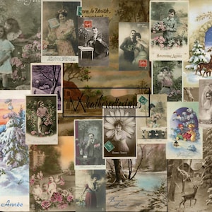 Vintage Postkarten, Weihnachten & Neujahr, Vintage Grußkarten zum Ausdrucken, Kit 33
