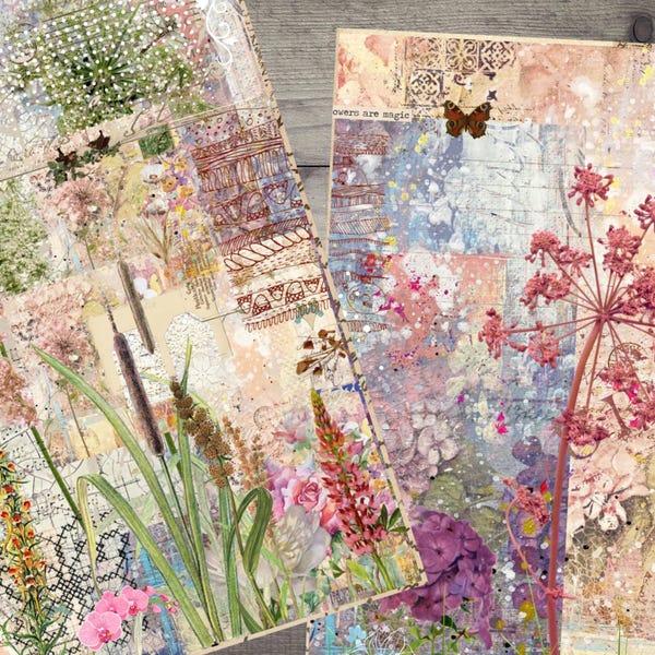 Vintage Floral Junk Journal Kit: Printable Paper Pack (Digital Download)