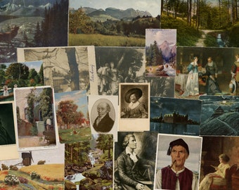 Paquete digital de postales antiguas, efímeras de diario basura, hoja de collage, descarga digital