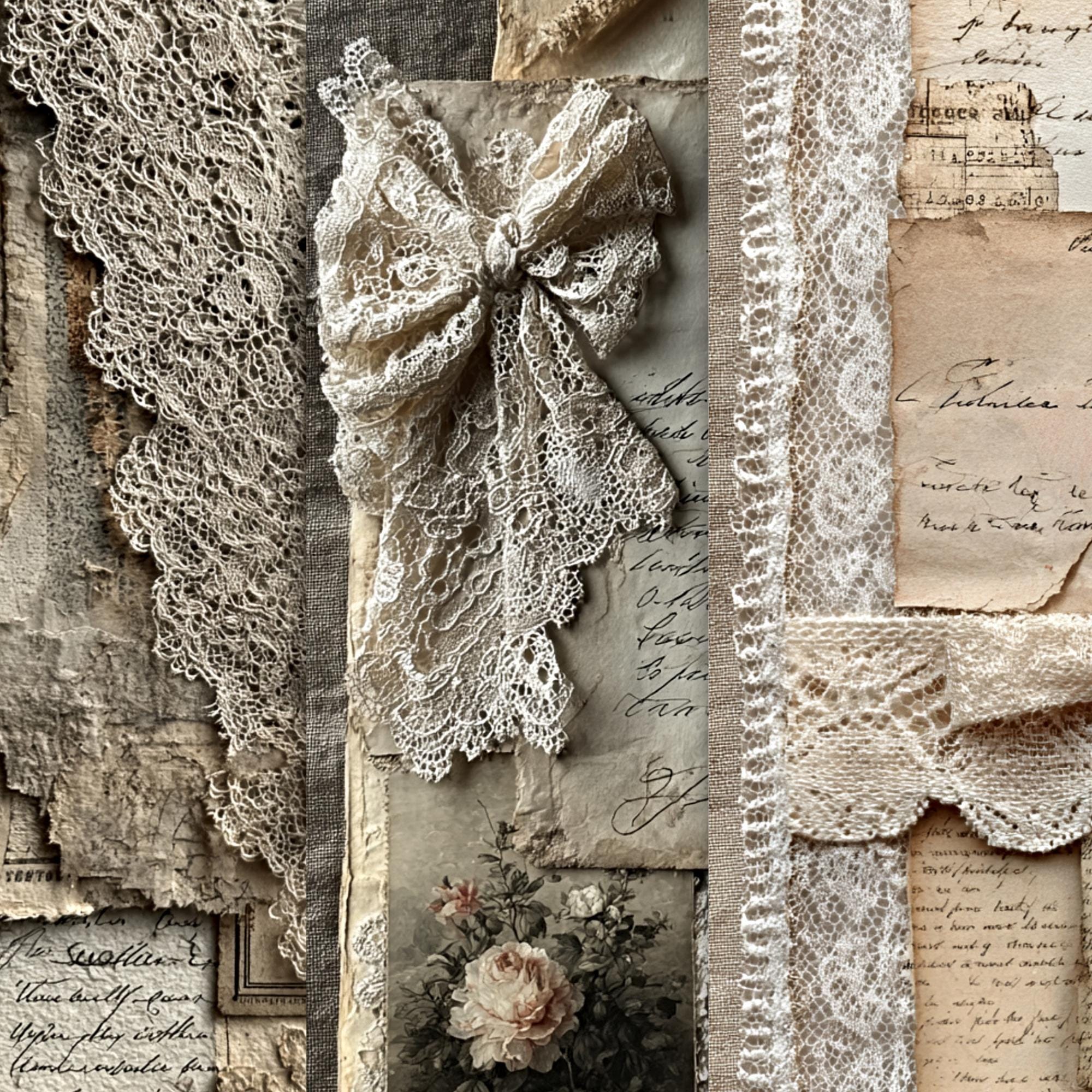 Vintage Lace Junk Journal Pages | Shabby Chic Ephemera (50 Page PDF ...