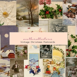 Französische Vintage Postkarten Printable, Weihnachten Digitale Vintage Postkarten Junk Journal Scrapbooks Planer, Journal Cards, Kit 16