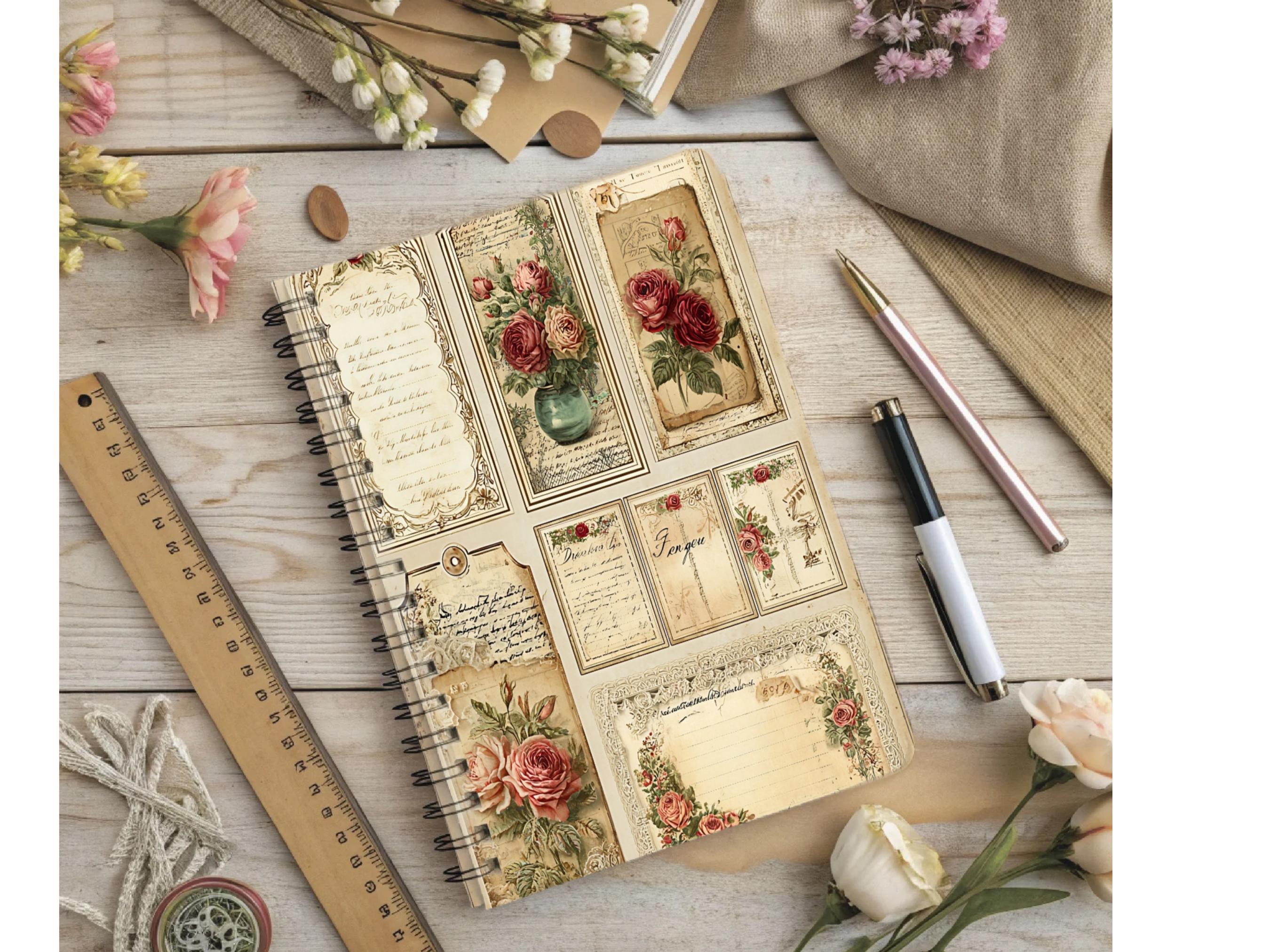 Vintage Junk Journal Tags Ephemera Kit, Shabby Chic Scrapbook Elements ...