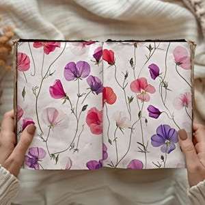 Papeles florales, flores de guisante de olor imprimibles, 19 papeles imprimibles digitales, papeles de flores prensadas de descarga instantánea para uso comercial