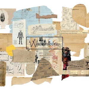 Carta strappata, 25 file PNG trasparenti, scrapbooking, clipart di carta strappata, download digitale per diari spazzatura, uso commerciale, kit 4