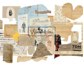 Torn Paper Clipart: 25 PNG Files, Scrapbooking Ephemera (Digital Download)