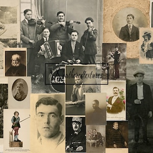 Fotografías y postales antiguas de hombres. Retratos de hombres, descarga instantánea, efímeras antiguas, álbumes de recortes, diario basura, kit 3