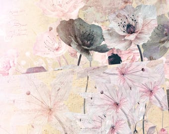 Floral Digital Paper Pack: Printable Scrapbook Kit (15 Sheets)