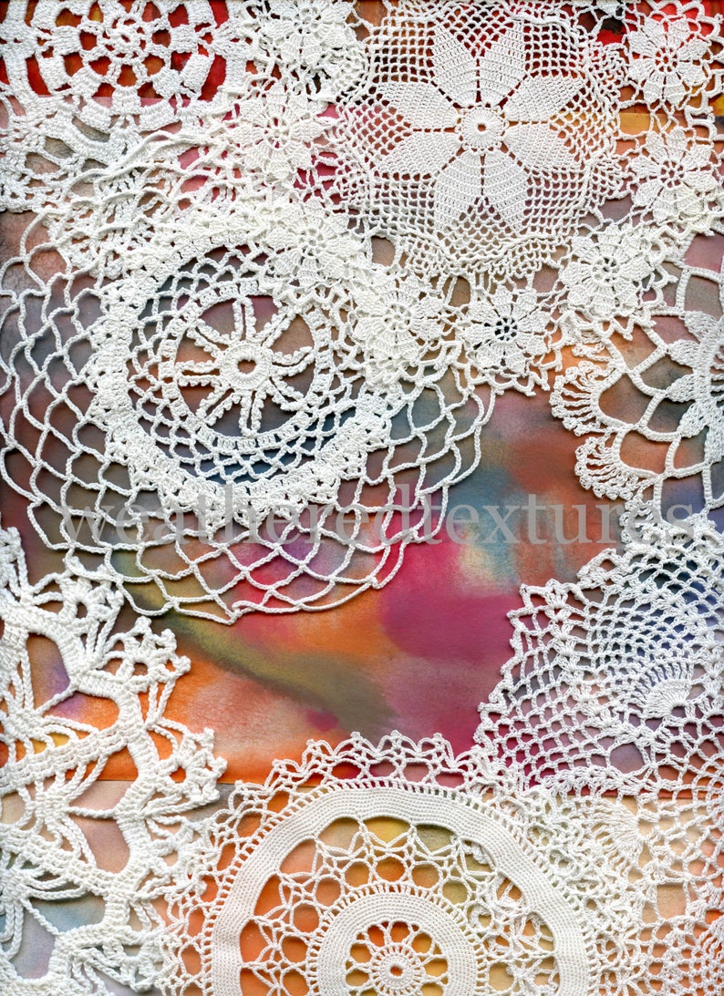 Doily Wall Art Crochet Doily Painting Lace Wall Art Crochet Etsy
