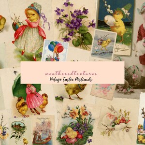 Cartoline stampabili di Pasqua digitali - Download istantaneo Vintage Journaling Cards - Scrapbooking Ephemera Jpg File Kit 4