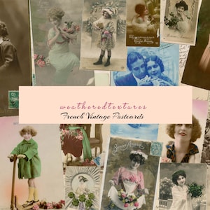 Charmante Französische Vintage Postkarten - Perfekt für Weihnachtsbasteleien und Journaling - Set von 20 Printables, Scrapbooks, Journalkarten, Kit 20