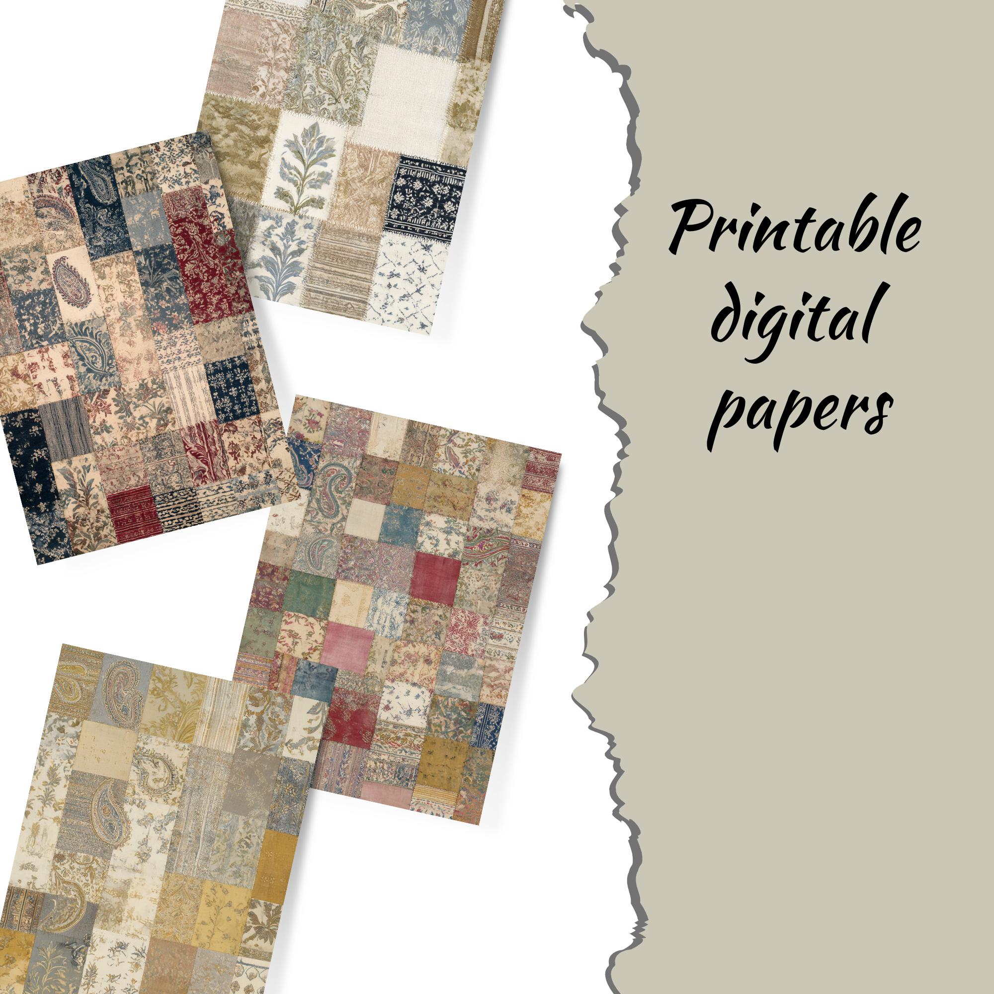 Vintage Patchwork Collage Paper Pack: Scrapbooking, Mixed Media Art - Etsy