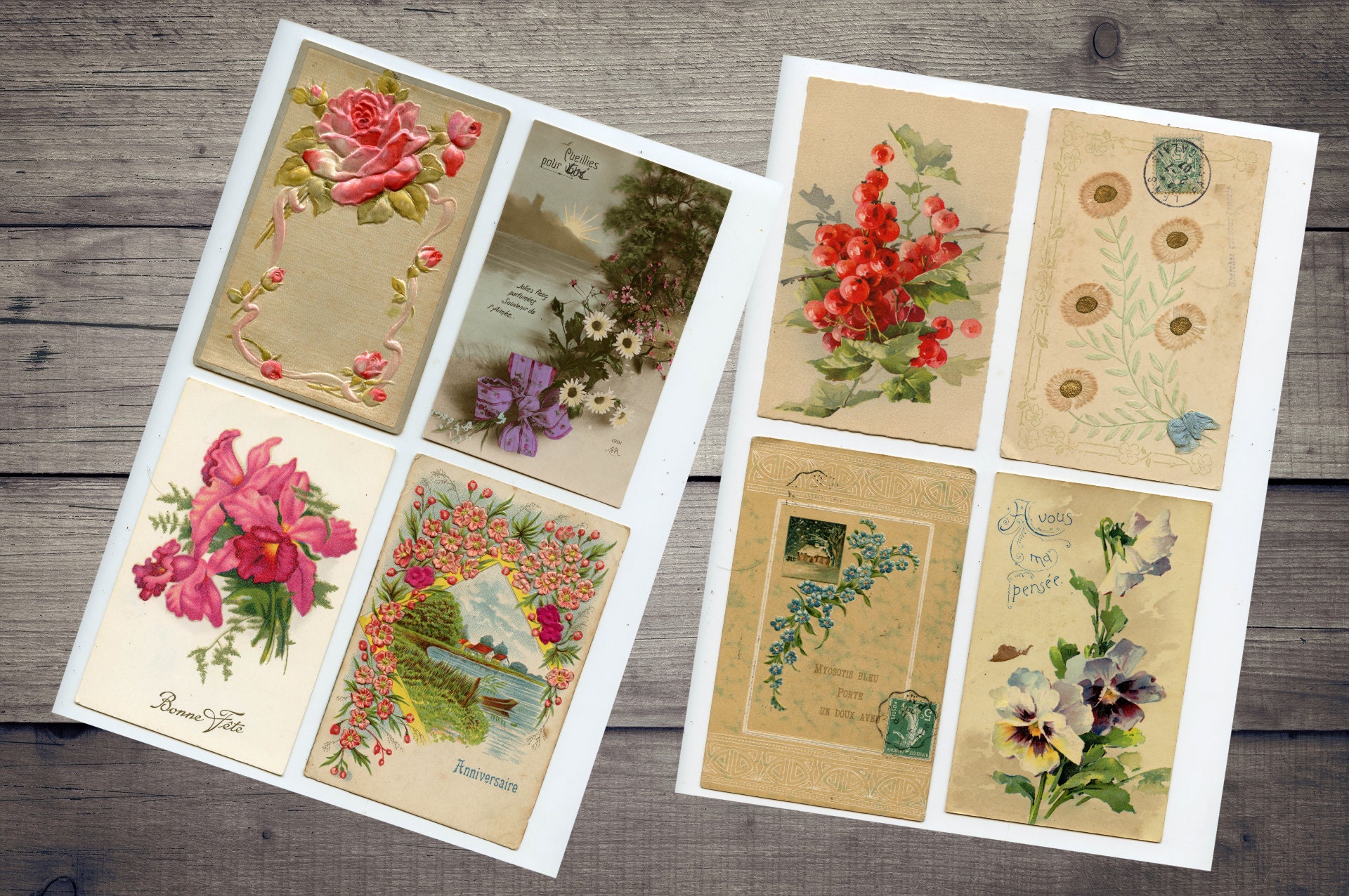 Antique French Postcards Vintage Floral Postcards Flowers - Etsy
