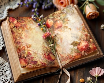 Autumn Apples Digital Paper Pack: Watercolor Fall Scrapbook (PDF Download