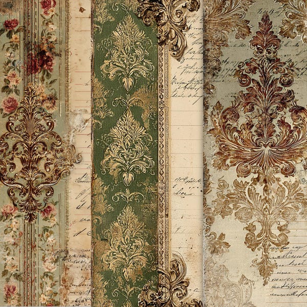 Französisches Vintage Journal Seiten Kit, Antikes Ephemera, Shabby Chic Papier (Digitaler Download)